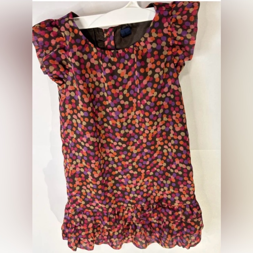 Baby Gap 3T Girls Polka Dot Ruffled Dress Cap Sleeve Multicolor